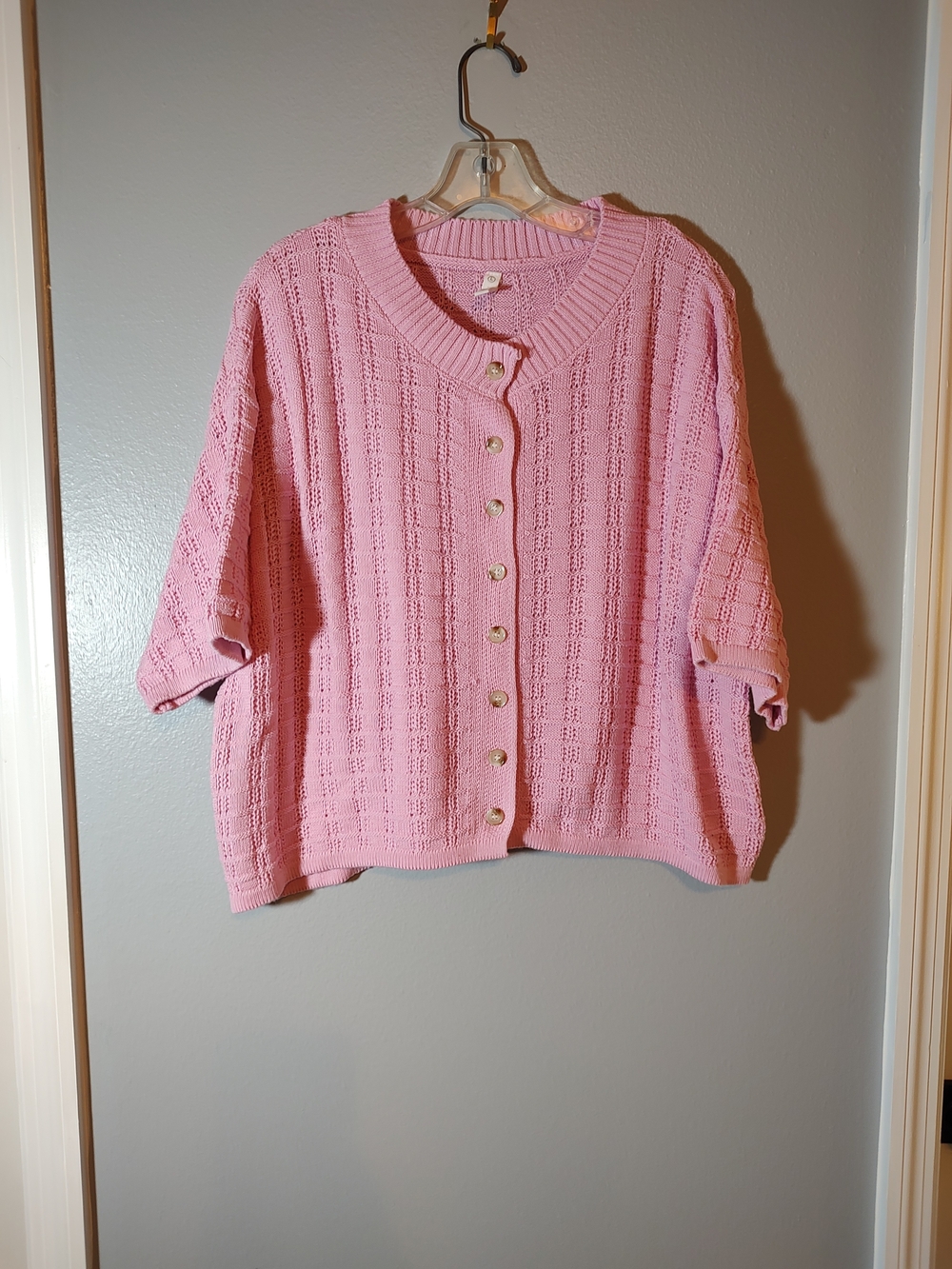 Wishlist Pink Openwork Button Cardigan